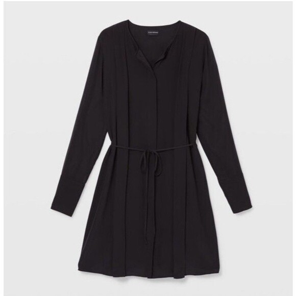 Club Monaco Silk Dress Womens Size 10 Black Button Front Long Sleeve Mini Dress - Picture 1 of 8